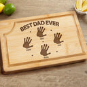 Gift For Husband,Gift For Men,Gift For Yourself,Gift For Grandpa,Gift For Father,Happy,Cooking - Handprints Best Dad Grandpa Papa Ever - Personalized Wooden Cutting Board