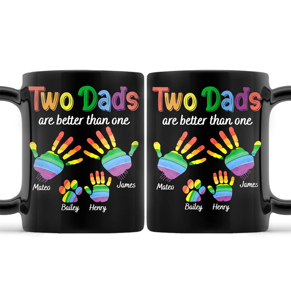 Gift For Couples,Gift For Husband,Gift For Wife,Gift For Boyfriend,Gift For Girlfriend,LGBT,Parents,Gift For Mother,Gift For Grandpa,Gift For Father,Grandpa - Grandkids,Dad - Children,Gift For Grandma,Mom - Children,Grandma - Grandkids,Dog Lovers,Dog Mom,Dog Dad,Dog Couple,Cat Lovers,Cat Mom,Cat Dad,Cat Couple,Pet Lovers,Pet Mom,Pet Dad,Pet Couple,Family,Love - Handprints Two Are Better Than One - Personalized Black Mug