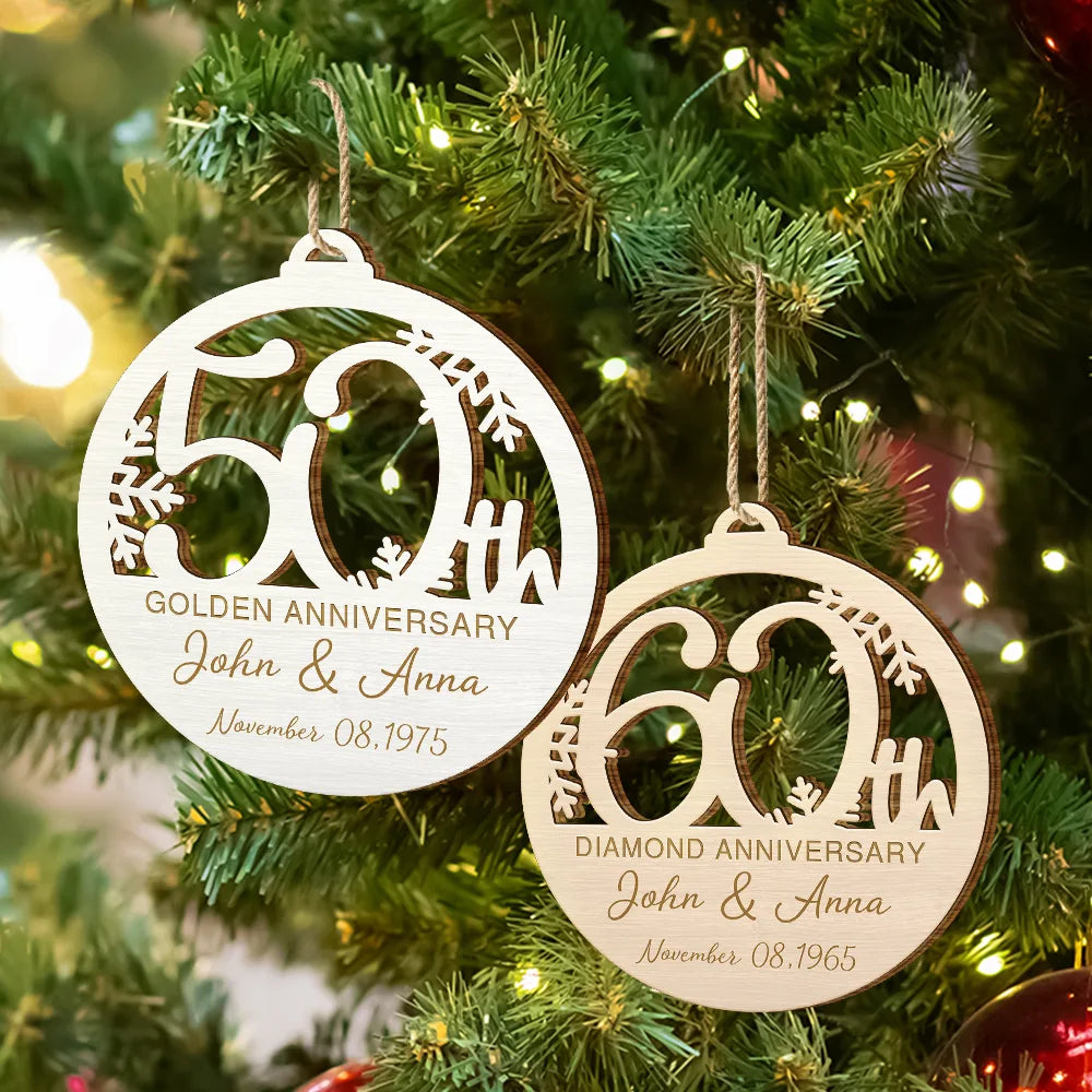 Wedding Anniversary,Gift For Couples,Gift For Husband,Gift For Wife,Happy - Happy 25th Anniversary - Personalized Custom Shaped Wooden Ornament