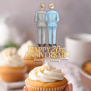 Gift For Couples, Gift For Husband, Gift For Wife, Love, Anniversary, Old Couples - Happy Aniversary Couple Wedding - Personalized Acrylic Cake Topper