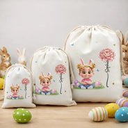 Grandpa - Grandkids,Gift For Kids,Grandma - Grandkids,Gift For Grandkids,Dad - Children,Mom - Children,Easter,Happy - Happy Easter Kids With Birth Month Flower - Personalized Favor Bag
