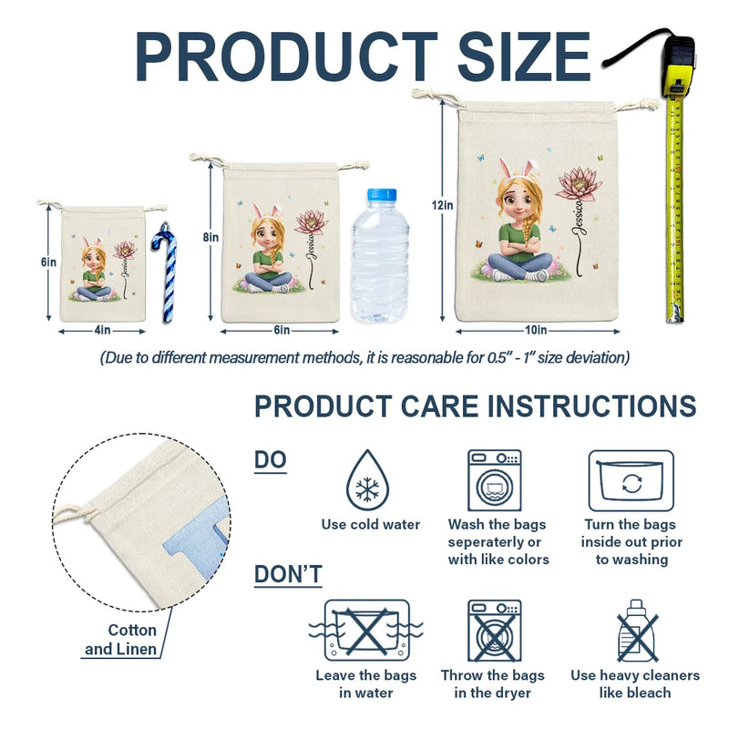 Grandpa - Grandkids,Gift For Kids,Grandma - Grandkids,Gift For Grandkids,Dad - Children,Mom - Children,Easter,Happy - Happy Easter Kids With Birth Month Flower - Personalized Favor Bag