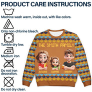 Gift For Couples,Family,Parents,Happy - Happy Family Parent With Kid 3D Effect - Personalized Unisex Ugly Sweater
