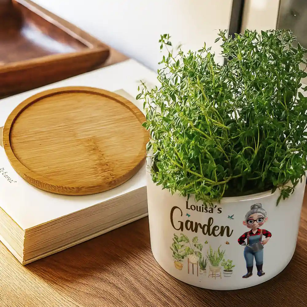 Gift For Yourself,Gift For Women,Gift For Men,Gardening,Happy,Gift For Wife,Gift For Mother,Gift For Grandma - Happy Garden - Personalized Ceramic Plant Pot