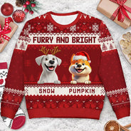 Cat Lovers,Pet Lovers,Christmas,Funny,Dog Lovers - Happy Pawlidays 3D Effect Cat Dog - Personalized Unisex Ugly Sweater