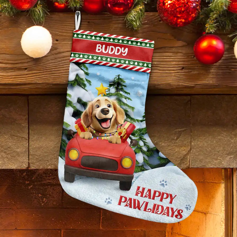 Happy Pawlidays Meowy Catmas Merry Woofmas 3D Effect Dog Cat - Personalized Christmas Stocking
