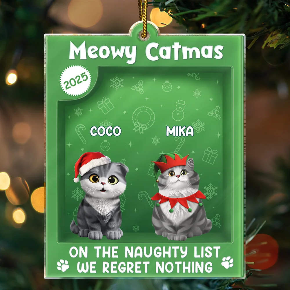 Pet Lovers,Pet Mom,Pet Dad,Dog Lovers,Dog Mom,Dog Dad,Cat Lovers,Cat Mom,Cat Dad,Happy - Happy Pawlidays Toy Box - Personalized Custom Shaped Acrylic Ornament