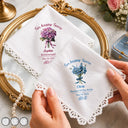 Sentimental,Gift For Yourself,Gift For Women,Wedding,Icon,Monogram - Happy Tears Birth Flower Bridesmaid Mother Of Bride Groom Monogram - Personalized Handkerchief