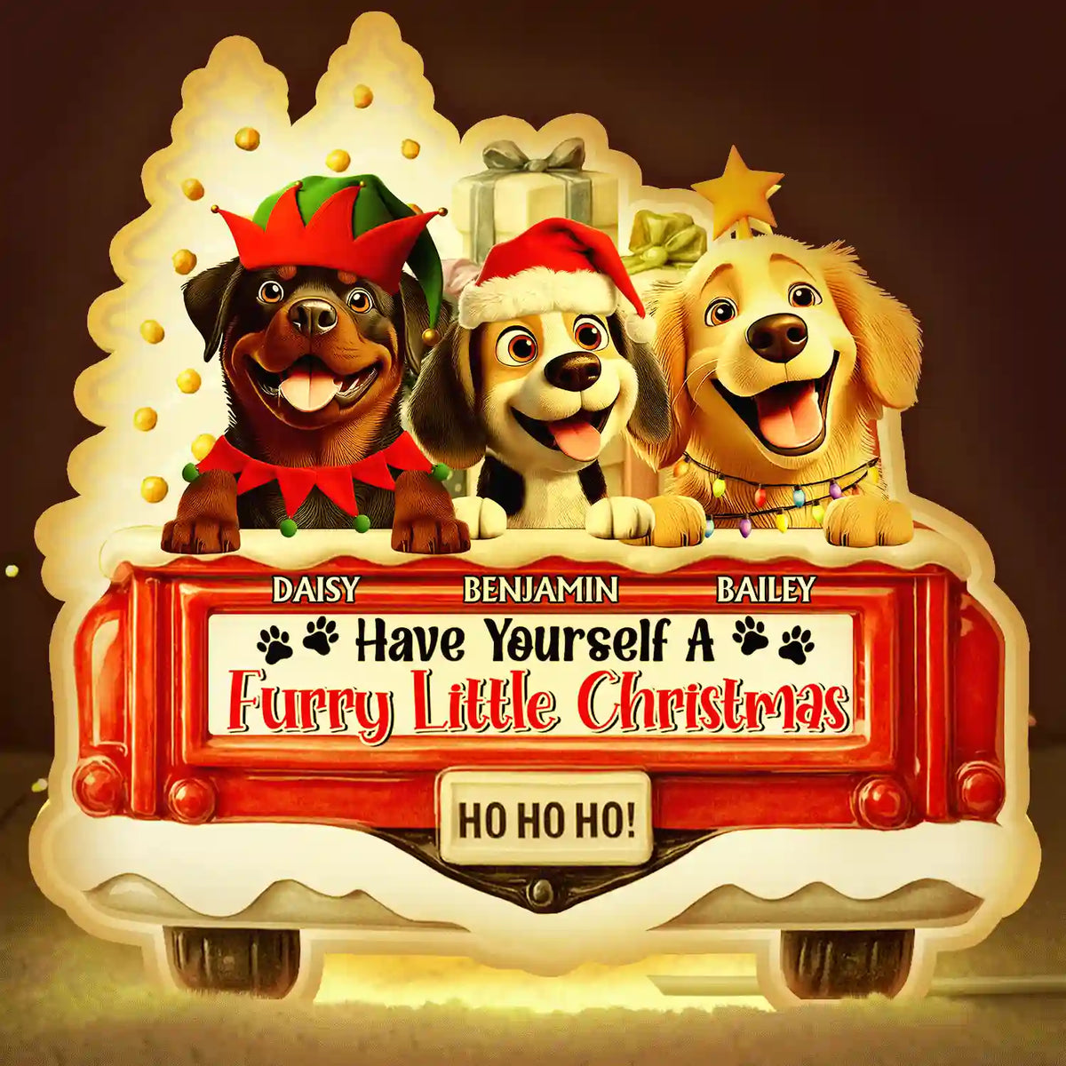 Dog Lovers,Christmas,Funny,Pet Lovers - Have Yourself A Furry Little Christmas - Personalized Custom Shaped Light Box