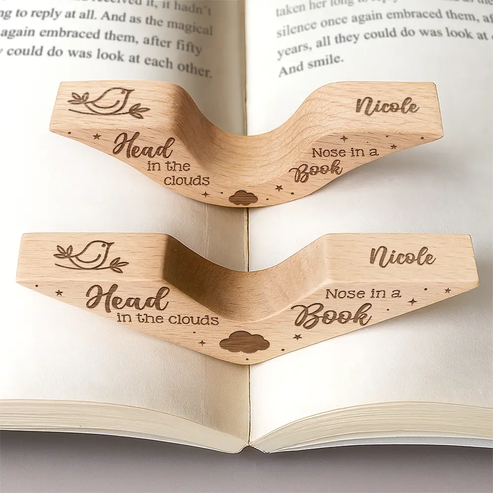 Head In The Clouds Nose In A Book - Personalized Thumb Page Holder