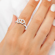 Gift For Couples,Gift For Husband,Gift For Wife,Gift For Boyfriend,Gift For Girlfriend,Gift For Sibling,Gift For Sisters,Gift For Bestie - Heart Binding Name Initials - Personalized Custom Shaped Ring