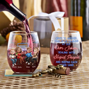 Gift For Bestie,Gifts For Colleagues,Gift For Sisters,Funny,Gift For Sibling - Here's To Another Year Of Bonding Over Alcohol - Personalized Stemless Wine Glass