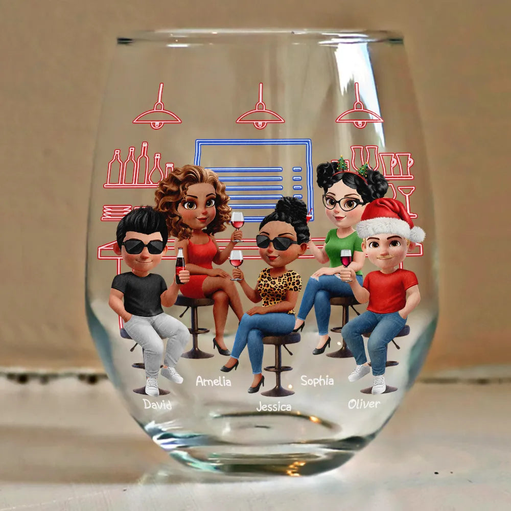 Gift For Bestie,Gifts For Colleagues,Gift For Sisters,Funny,Gift For Sibling - Here's To Another Year Of Bonding Over Alcohol - Personalized Stemless Wine Glass