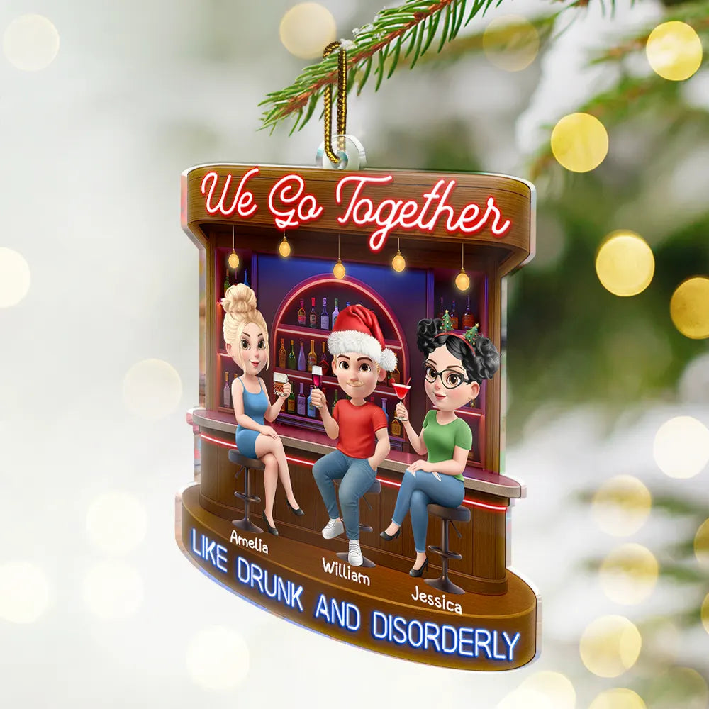 Gift For Bestie, Gifts For Colleagues, Gift For Sisters, Funny, Gift For Sibling - Here's To Another Year Of Bonding Over Alcohol 3D Bestie - Personalized Custom Shaped Acrylic Ornament