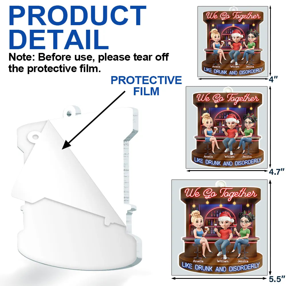 Gift For Bestie, Gifts For Colleagues, Gift For Sisters, Funny, Gift For Sibling - Here's To Another Year Of Bonding Over Alcohol 3D Bestie - Personalized Custom Shaped Acrylic Ornament