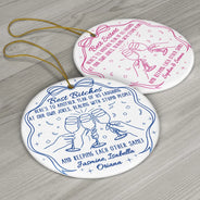 Gift For Sisters, Gift For Bestie, Happy, Christmas - Here's To Another Year Of Us - Personalized Circle Ceramic Ornament