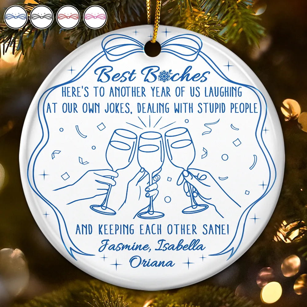 Here's To Another Year Of Us - Personalized Circle Ceramic Ornament