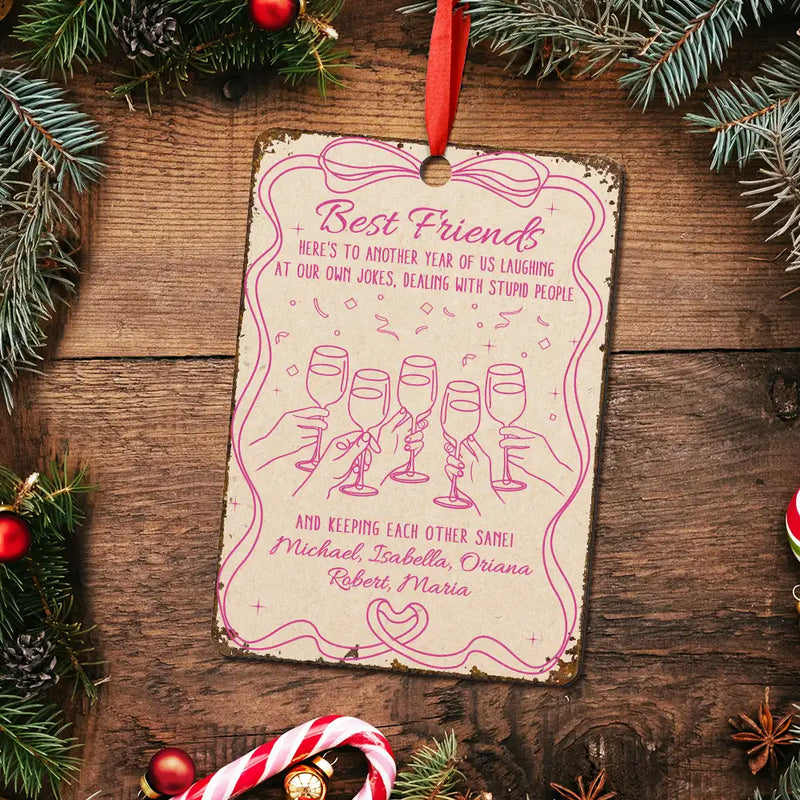 Christmas, Gift For Bestie - Here's To Another Year Of Us - Personalized Metal Ornament