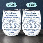 Gift For Bestie,Gift For Sisters,Happy,Old Best friends - Here's To Another Year Of Us Cheers - Personalized Wine Tumbler