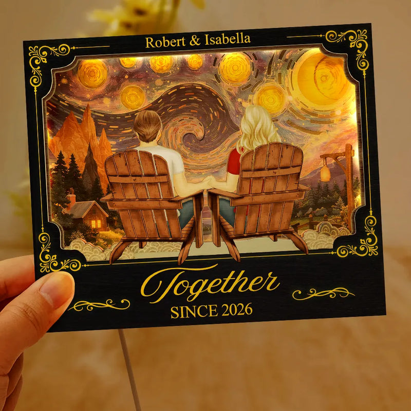 Old Couples,Gift For Couples,Gift For Husband,Gift For Wife,Gift For Boyfriend,Gift For Girlfriend,Love - Holding Hands Couple My Favorite Place Is Next To You - Personalized LED Light Wooden Plaque