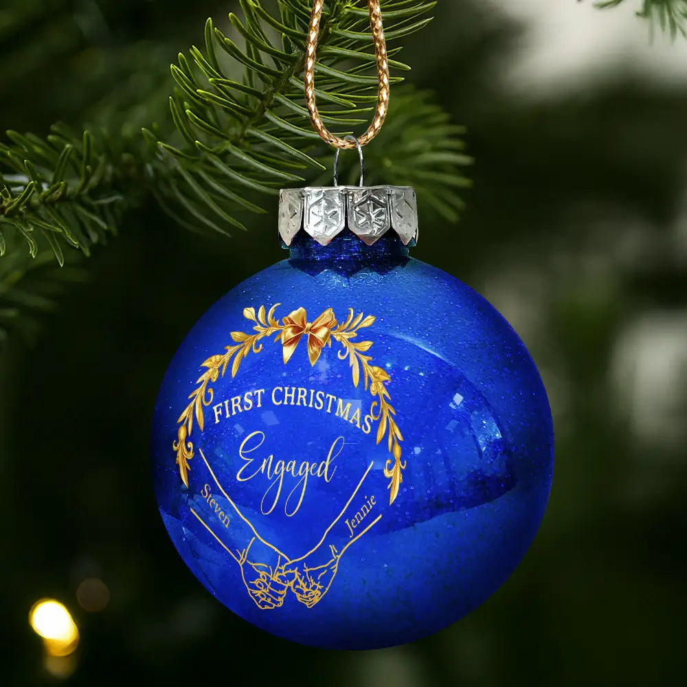 Gift For Couples,Christmas,Love - Holding Hands First Christmas Couple - Personalized Ball Ornament