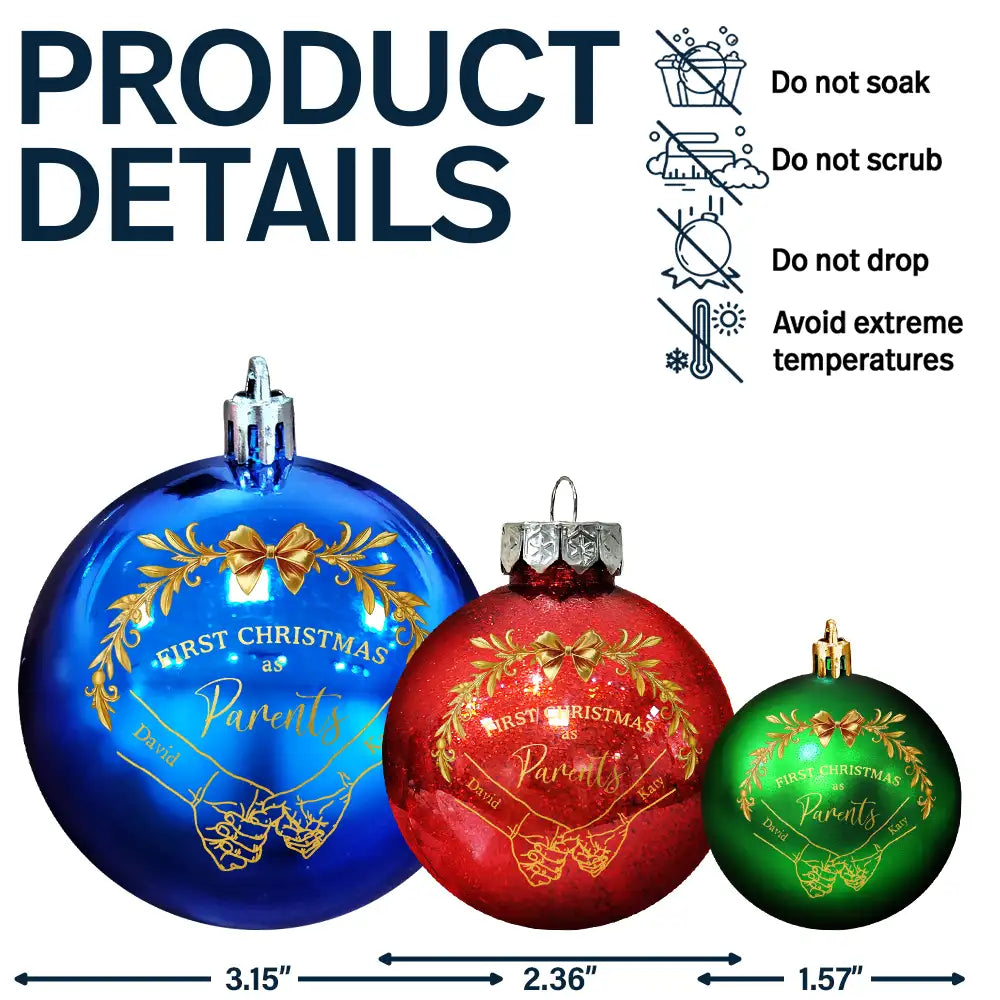 Gift For Couples,Christmas,Love - Holding Hands First Christmas Couple - Personalized Ball Ornament