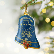 Christmas,Married ,Engaged,Gift For Couples,Gift For Husband,Gift For Wife,Gift For Boyfriend,Gift For Girlfriend,Love - Holding Hands First Christmas Couple Bell - Personalized Custom Shaped Acrylic Ornament