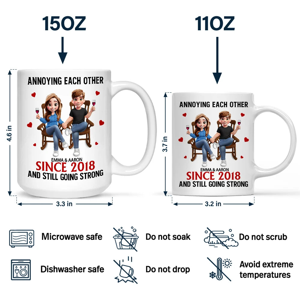 Gift For Couples,Old Couples,Gift For Husband,Gift For Wife,Gift For Boyfriend,Gift For Girlfriend,Love - Holding Hands Sitting Couple Annoying Each Other - Personalized Mug