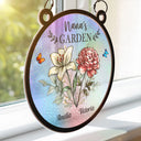 Holography Grandma's Garden Birth Flower - Personalized Window Hanging Suncatcher Ornament