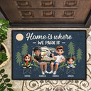 Family, Camping, Campsite, Happy - Home Is Where We Park It - Personalized Doormat