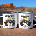Camping,Campsite,Happy,Gift For Couples,Gift For Husband,Gift For Wife,Gift For Boyfriend,Gift For Girlfriend - Home Is Where We Park It - Personalized Enamel Mug