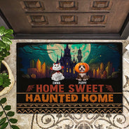 Pet Lovers,Cat Lovers,Dog Lovers,Halloween,Happy - Home Sweet Haunted Home Pet Lovers - Personalized Doormat