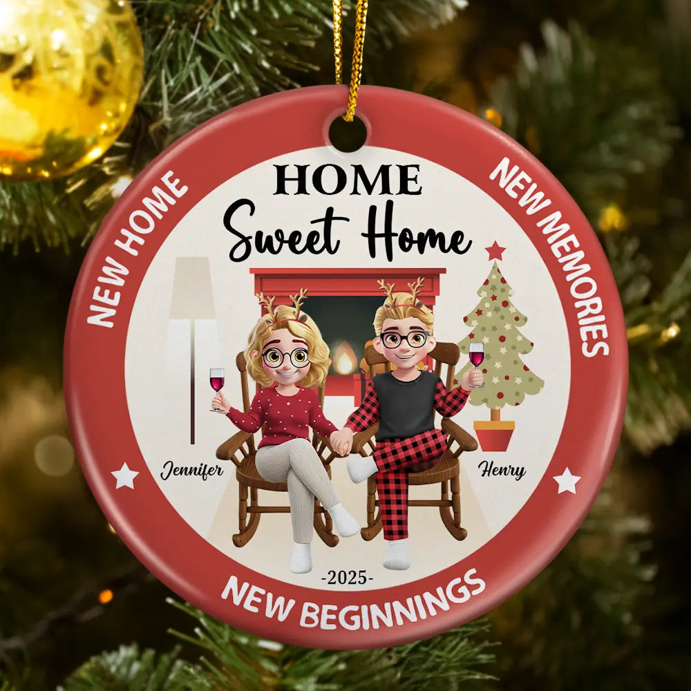 Home Sweet Home - Personalized Circle Ceramic Ornament
