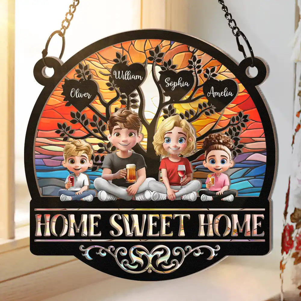 Home Sweet Home Family - Personalized Window Hanging Suncatcher Ornament