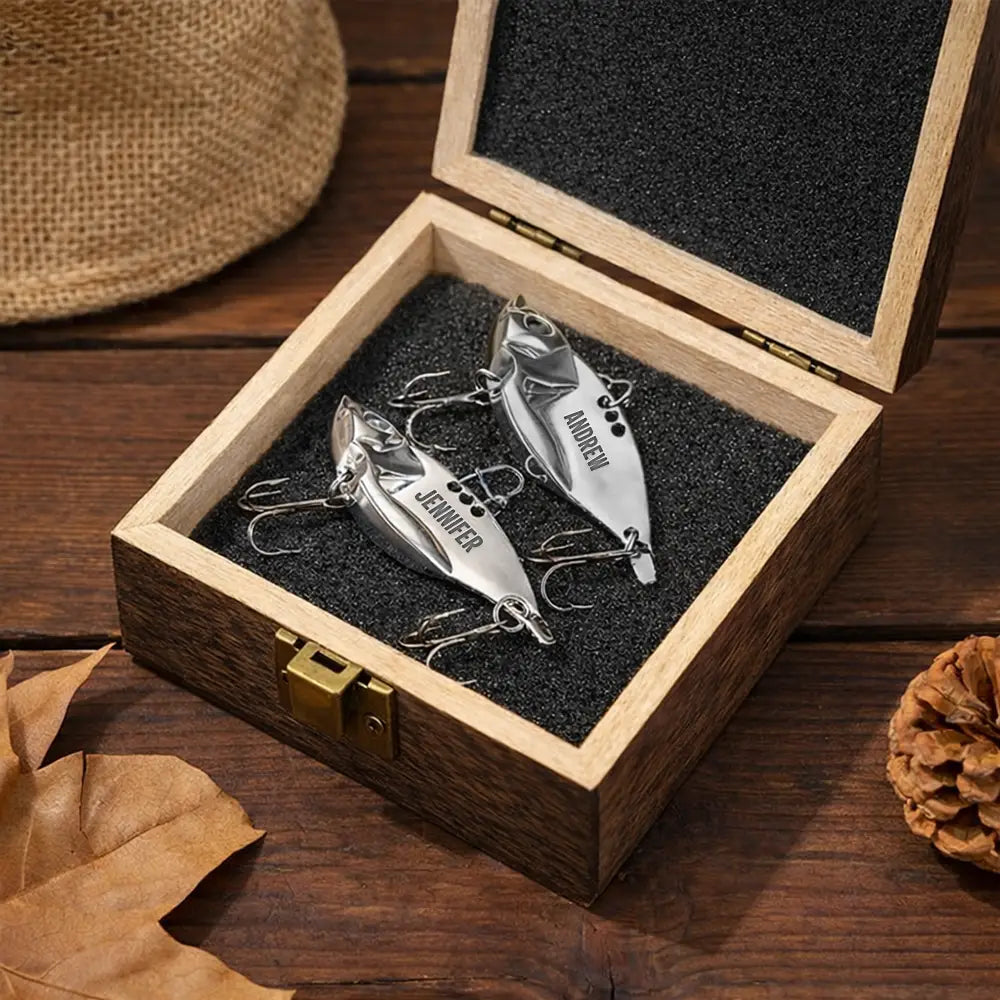 Fishing,Gift For Grandpa,Humorous,Icon - Hooked On Being Grandpa - Personalized Metal Fish Lure Set