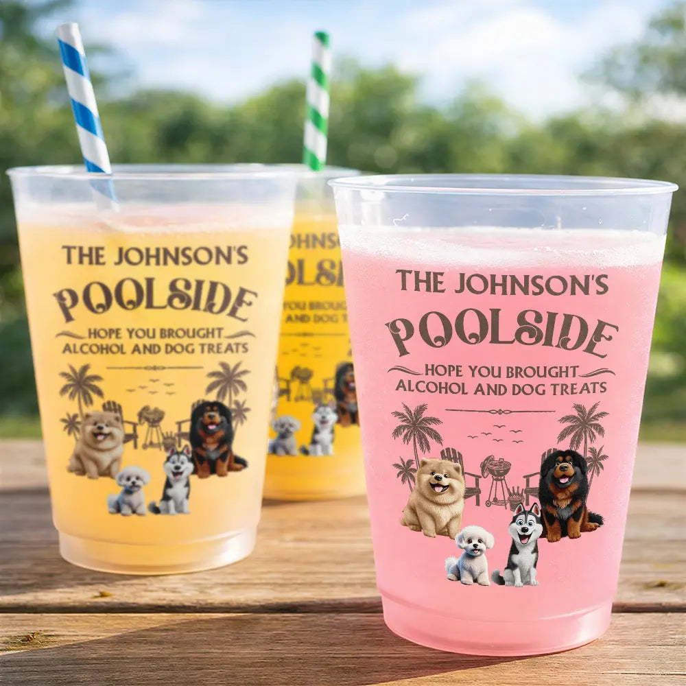 Humorous, Family, Summer, Poolside, Outdoor Decor, Vector - Hope You Brought Dog Treats - Personalized Frosted Cups