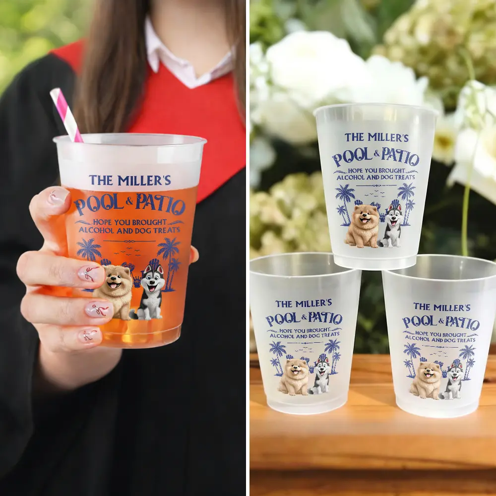 Humorous, Family, Summer, Poolside, Outdoor Decor, Vector - Hope You Brought Dog Treats - Personalized Frosted Cups