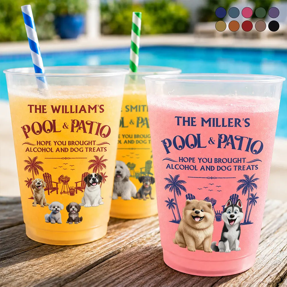 Humorous, Family, Summer, Poolside, Outdoor Decor, Vector - Hope You Brought Dog Treats - Personalized Frosted Cups