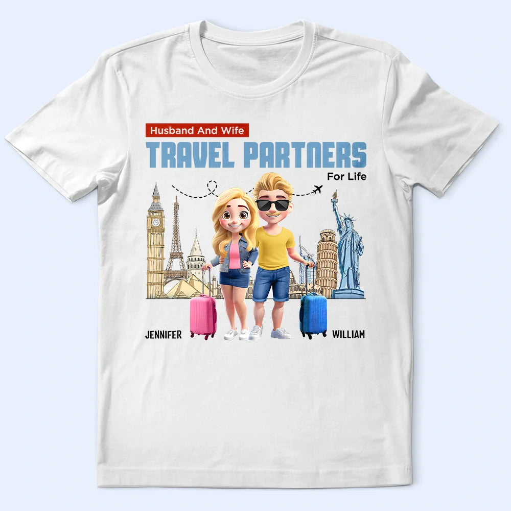 Husband And Wife Travel Couple For Life - Personalized T Shirt