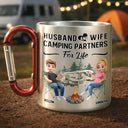 Camping,Campsite,Happy,Gift For Couples,Gift For Husband,Gift For Boyfriend,Gift For Wife,Gift For Girlfriend - Husband & Wife Camping Partners For Life - Personalized Carabiner Mug