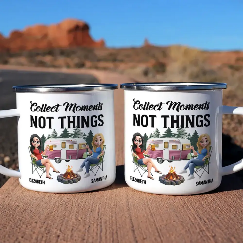 Camping,Campsite,Happy,Gift For Couples,Gift For Husband,Gift For Wife,Gift For Boyfriend,Gift For Girlfriend - Husband & Wife Camping Partners For Life - Personalized Enamel Mug