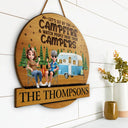 Camping,Campsite,Couple's Hobby,Happy,Gift For Couples,Gift For Husband,Gift For Wife - Husband & Wife Camping Partners For Life Couple - Personalized Custom Shaped Wood Sign
