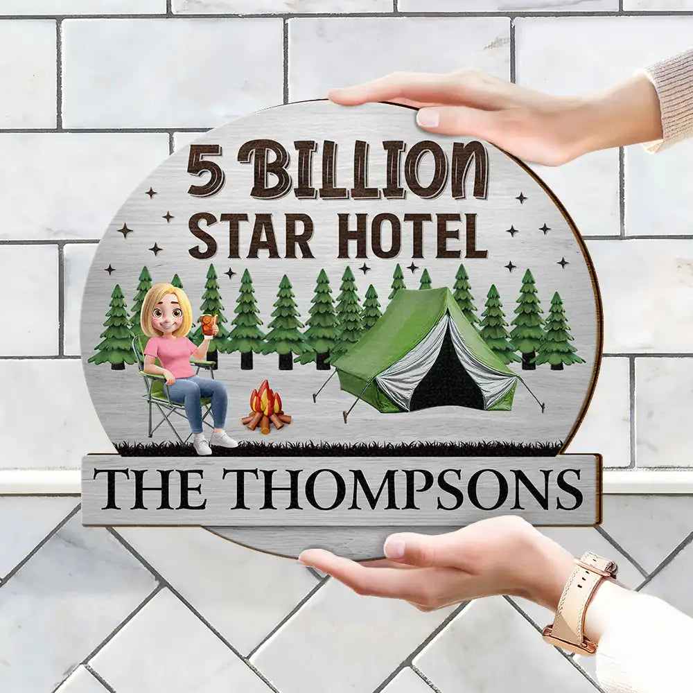 Camping,Campsite,Couple's Hobby,Happy,Gift For Couples,Gift For Husband,Gift For Wife - Husband & Wife Camping Partners For Life Couple - Personalized Custom Shaped Wood Sign
