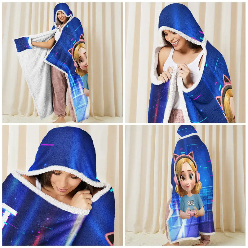 Gift For Yourself,Gift For Men,Gift For Women,Funny - I Am Gaming Do Not Disturb 3D Effect Gamer - Personalized Wearable Hooded Blanket