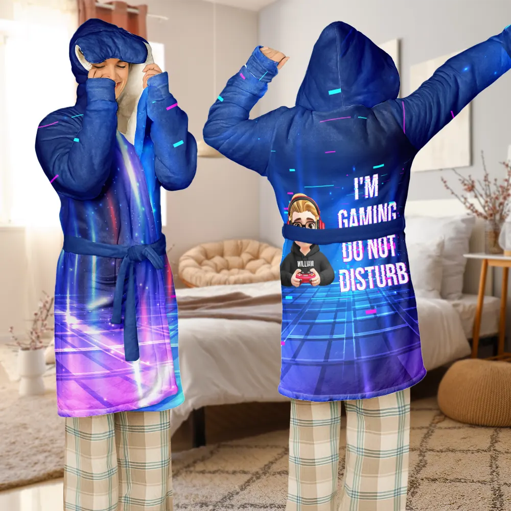 Gift For Yourself,Gift For Men,Gift For Women,Funny - I Am Gaming Do Not Disturb 3D Effect Gamer - Personalized Hooded Robe
