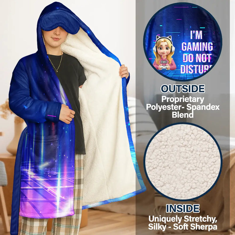 Gift For Yourself,Gift For Men,Gift For Women,Funny - I Am Gaming Do Not Disturb 3D Effect Gamer - Personalized Hooded Robe