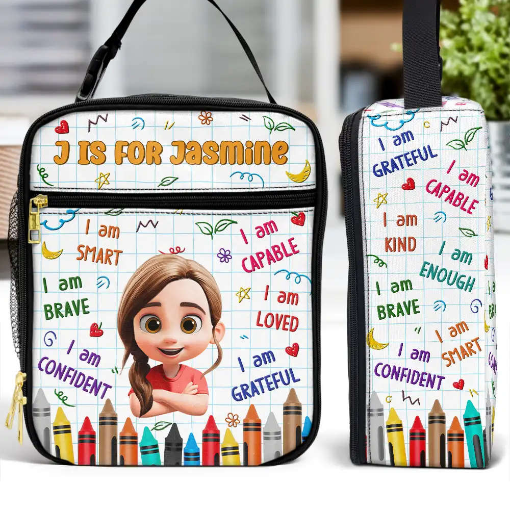 Back To School,Gift For Kids,Gift For Grandkids,Happy - I Am Kind I Am Capable - Personalized Kids Lunch Bag
