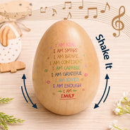 Easter,Gift For Kids,Gift For Grandkids,Grandpa - Grandkids,Grandma - Grandkids,Gift For Son,Dad - Sons,Mom - Sons,Gift For Daughter,Dad - Daughters (Young),Mom - Daughters (Young),Happy - I Am Kind I Am Smart - Personalized Musical Wooden Easter Egg Shaker