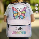 Adorable, Back To School, Gift For Kids, Vector - I Am Smart Kind Brave Butterfly - Personalized Canvas Backpack