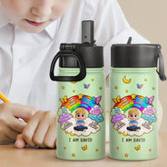 Back To School, Gift For Kids, Adorable, Vector - I Am Smart Kind Brave Butterfly - Personalized Kids Water Bottle